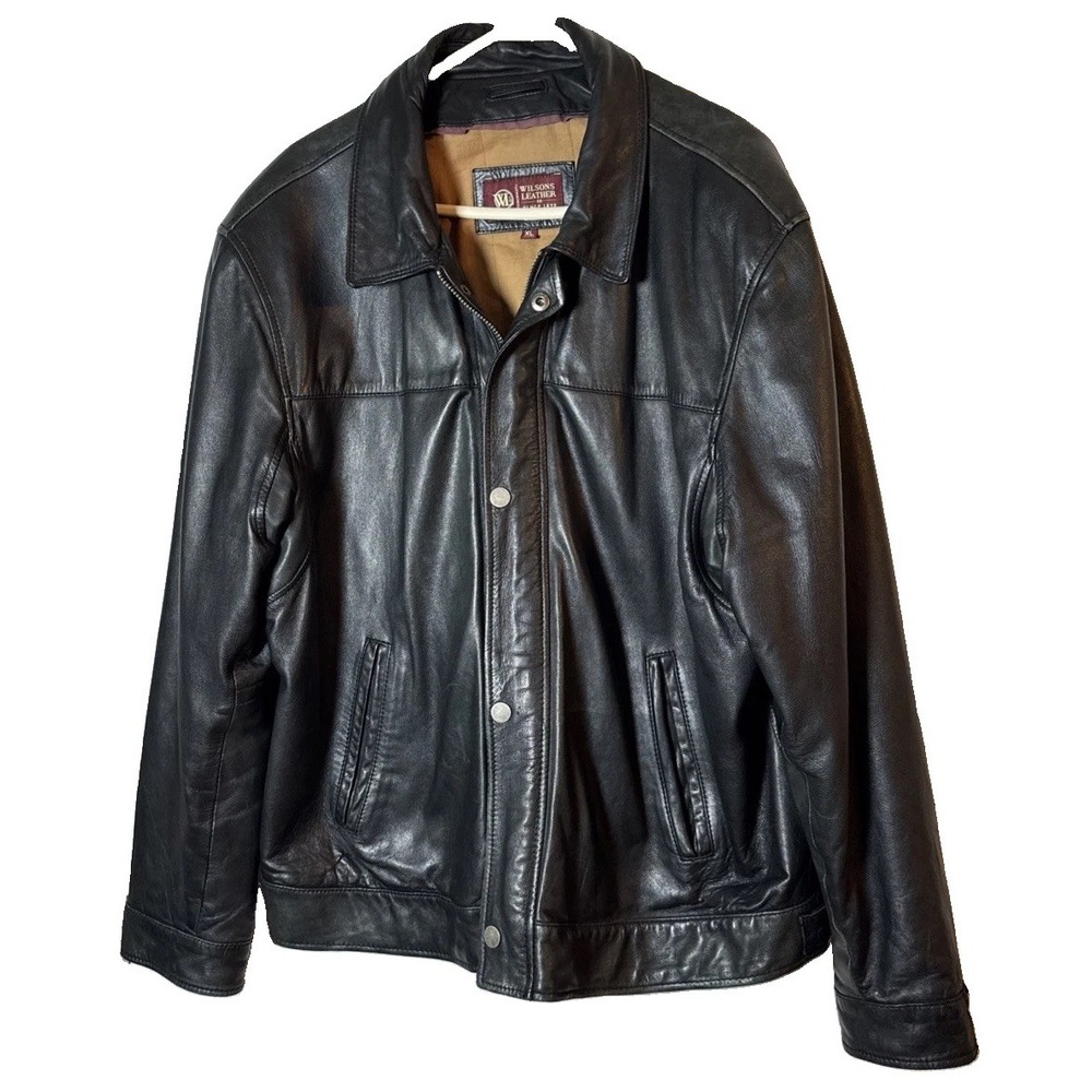 VTG Wilsons Leather Mens XL Black Soft Genuine Leather Jacket Pakistan